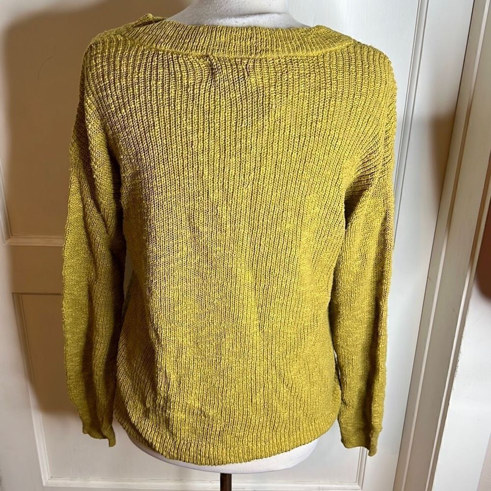 Sonoma Long Sleeve V-neck Sweater Chartreuse Yellow NWT - Picture 4 of 5